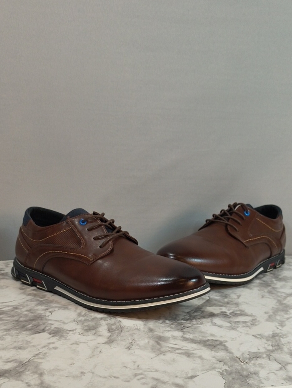Gatsby Mens "Oxford Lisse"  polished Brown Shoe, Size - 13 B
